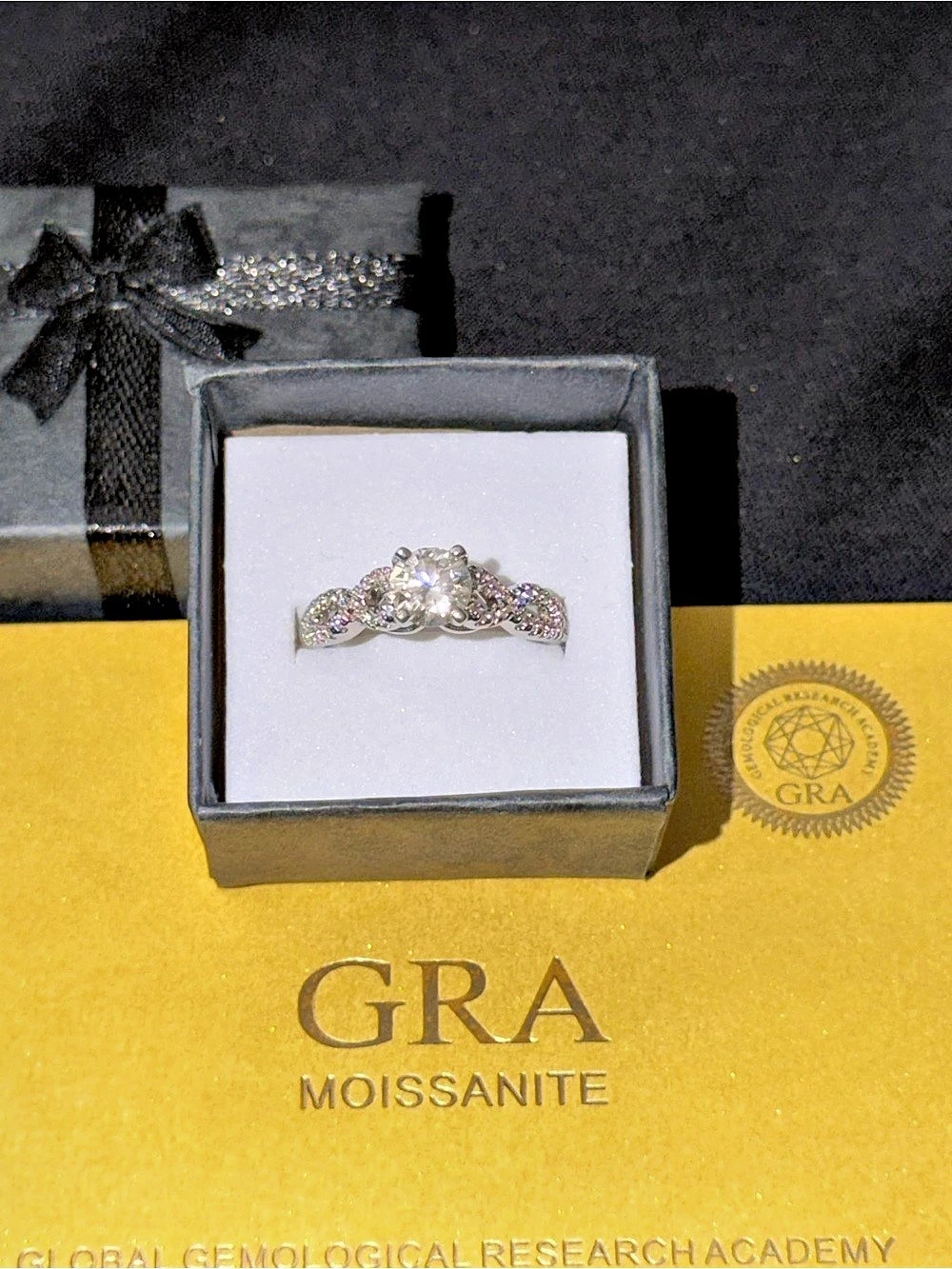 GRA Moissanite Ring Silver Wedding
